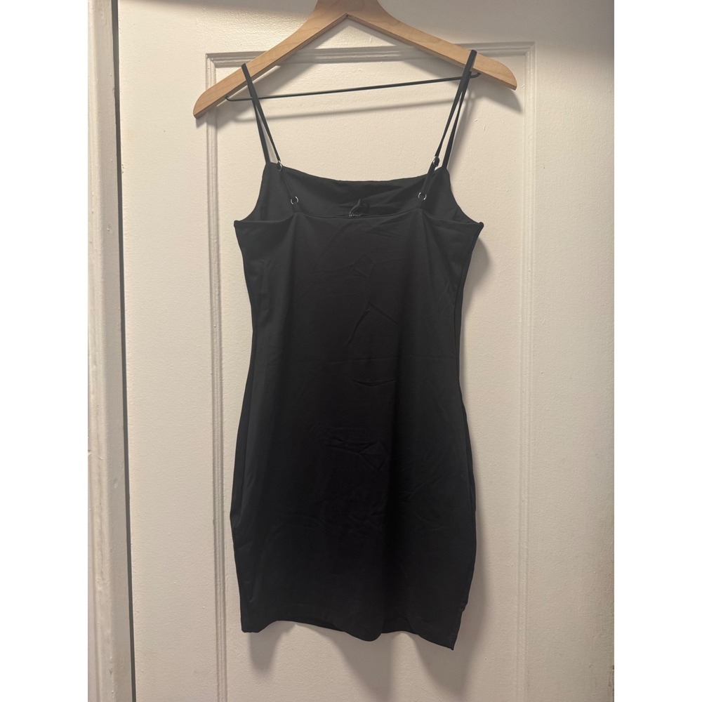 Forever 21 Black Bodycon Mini Dress Womens Medium Spaghetti‎ Strap LBD Solid - Picture 2 of 3